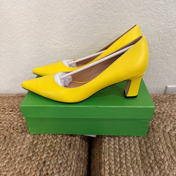 GUAVAIVY Yellow Pointed Toe Block Heel Pumps – Size 9.5 (US) - Picture 1 of 9